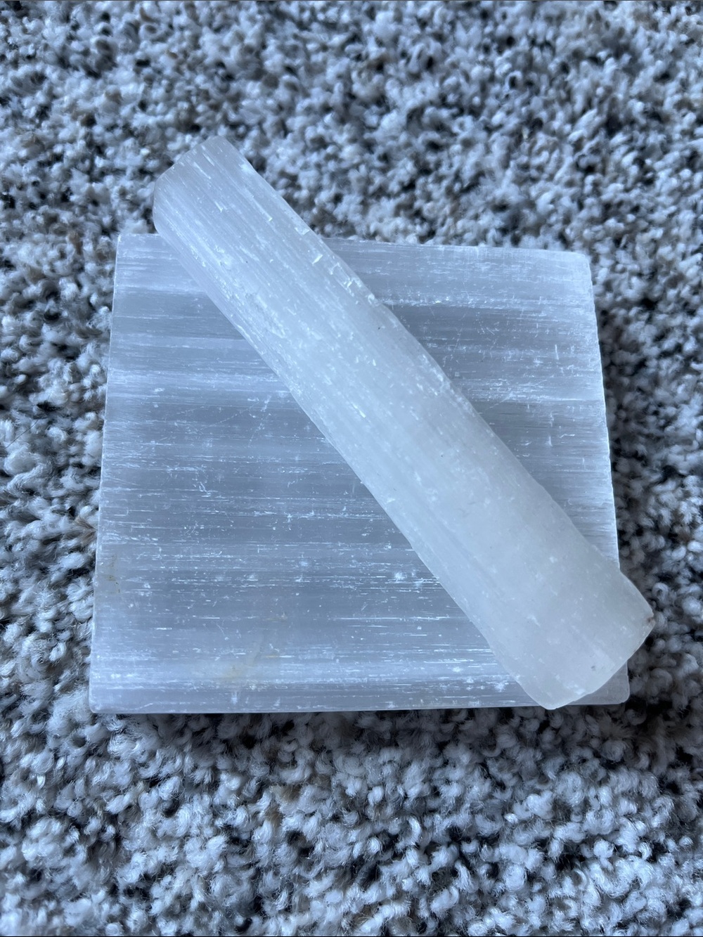 White Selenite Soap Dish & Wand Set - Home Bath